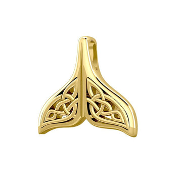 Celtic Knotwork Whale Tail Solid Gold Pendant GPD5705 - Jewelry